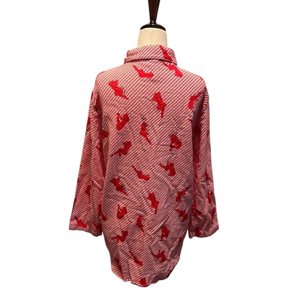 Salvage X Fenty Red and White Striped Pajama Shirt Size XSMALL - Picture 5 of 10